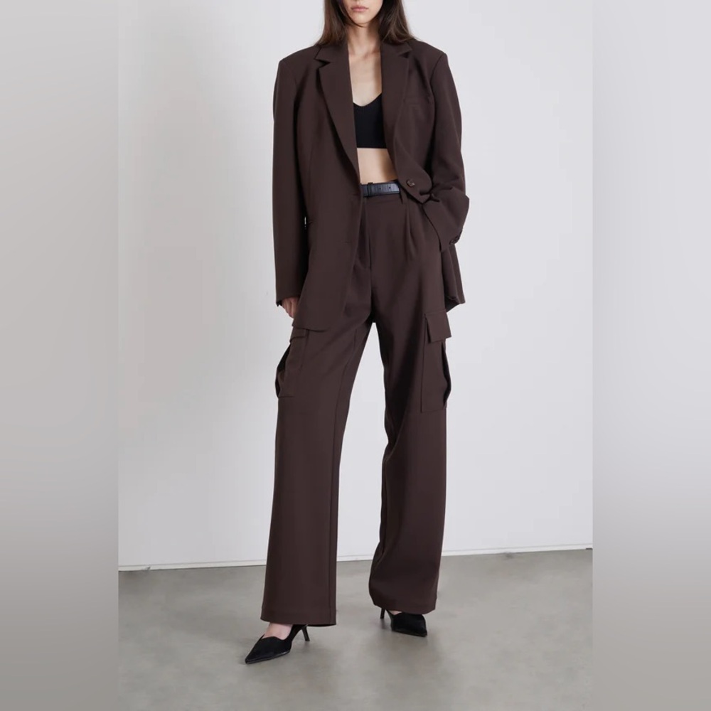 OAK + FORT Black Women's Wide Leg Pant with Cargo Detail